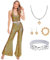 Aragallant Disco Outfit Damen, 70er Jahre Outfit Damen, Pailletten-Disco-Overall, Glitzer Jumpsuit Damen, Disco Accessoires, Disco-Kostüm Erwachsene, Karneval Kostüm für Bühnenauftritt (gelb, M)