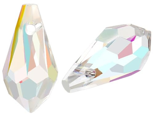 Beebeecraft 1 Box 40 Stück Glas Tropfenanhänger Großpackung Klar ab Transparent Facettiert Kronleuchter Kristall Wassertropfen Oberseite Gebohrt Geformte Lose Perlen Anhänger Für Schmuckherstellung