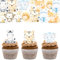 Gleevio 70 Stück Essbare Tierkuchen-Deko, Safari-Tiere Cupcake Topper, Dschungel Geburtstag Deko, Waldtiere Tortendeko, Erdton