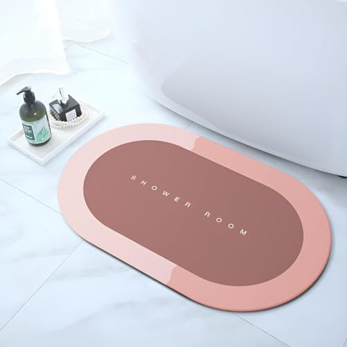 Tappetino super assorbente, antiscivolo, ad asciugatura rapida, 40 x 60 cm, antimacchia, tappetino da bagno in microfibra, facile da pulire, tappetino da bagno per vasca da bagno, lavandino (rosa)