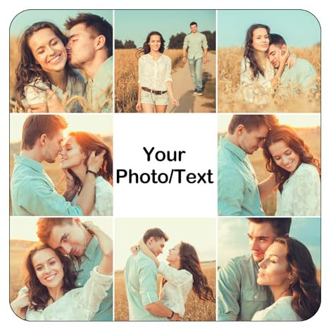 Personalised Mouse Mat, Custom Mouse Pad Add 8 Photos and Text Gaming Mouse Pads for Work Office Home Events Gifts, 200x200x3 mm