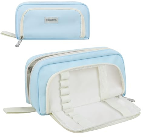 wooshwa Federmäppchen Federmappe Federtasche Etui Stifte 6 Fach, Große Kapazität Pencil Case Mäppchen Schlampermäppchen für Jungs Jungen Mädchen Teenager Erwachsene - Blau