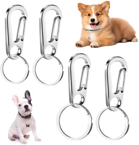 Generischer Hundemarken-Clip, 4 Stück, aus Edelstahl, für Halsbänder, Positionierungsgeräte für Katzen und Hunde, zur Befestigung von Geräten