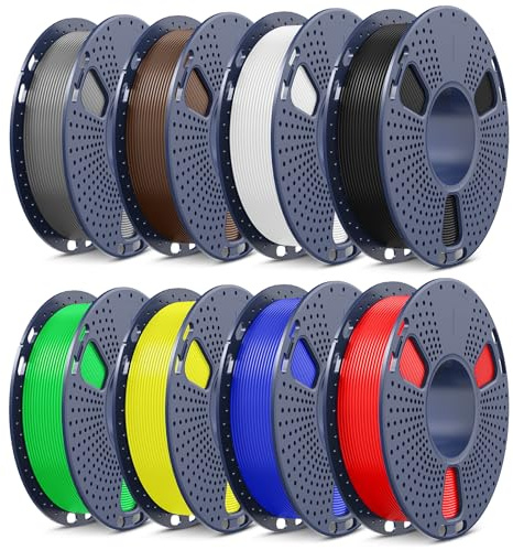 SUNLU PETG Filament 1.75mm Bundle, Individually Vacuum Packed 3D Printer Filament PETG, 8 Packs of 250g Spools, 2KG in Total, 8 Colors, Black+White+Grey+Klein Blue+Green+Yellow+Red+Coffee Brown