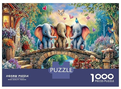 Familienpuzzle-Liebhaber 1000 Teile Bridge Elefants Art - Robustes Pappe Gehirntraining-Puzzle Dumbo fliegt 52x38cm/1000pcs