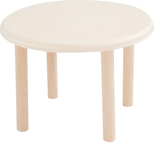VBS Miniatur-Tisch Rund 7.5 cm Durchmesser 5.0 cm Höhe Sperrholz Puppenhaus Deko Modellbau Puppenmöbel Basteln