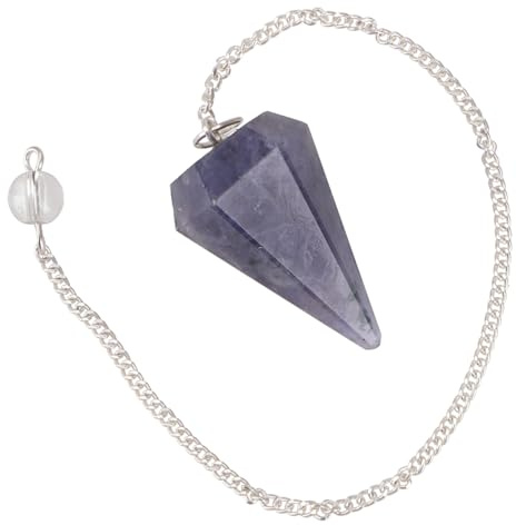 GURU SHOP Handgefertigtes Halbedelsteinpendel mit Kugel, 20 cm | Einzigartiges Pendel, Bergkristall, inbegriffen Stoffbeutel, ideal für Esoterik und Meditation.