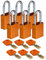 Brady SafeKey Vorhängeschloss Aluminium 6er-Pack - Lockout Schloss mit Schlüssel - Lockout Tagout Sicherheitsschloss für innen und außen - Bügelhöhe 38.10 mm - Verschiedenschließend - Orange