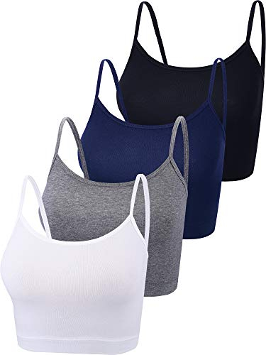 Bauchfreies Tank-Top, ärmellos, Racerback-Design, Baumwolle, für Damen, 4 Stück - mehrfarbig - small
