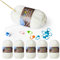 LIHAO 10 x 50g Crochet Yarn White Color Acrylic Cotton Knitting Yarn Set with Knitting Marker Needles Counter (160m/roll)