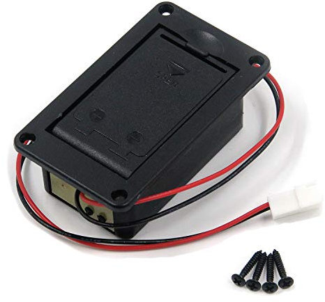 Geesatis 1 pcs 9V Battery Box Case Holder Guitar Plastic 2-Pin Black Pickup Battery for Guitar Bass Pickup Replacement Tool, No Terminal