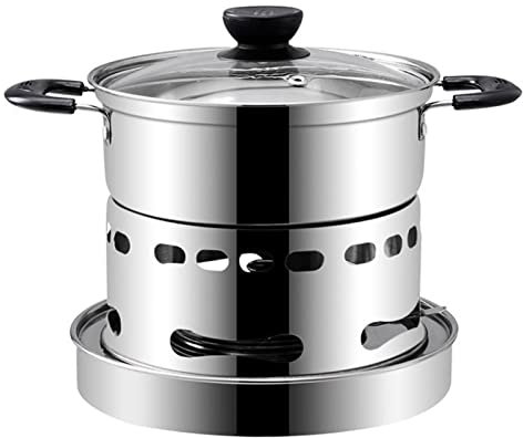 lembrd Spirituskocher Innenraum Mit Topf Campingkocher, 20cm Camping Spiritus Kocher, Draussen Picknick Campingkocher Campingherd Aus Edelstahl Für Innenraum