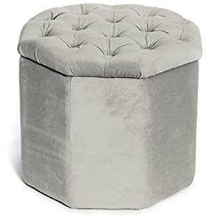 BiancheriaWeb Sitzsack für Wohnzimmer, gepolstert, achtagonisch, gesteppt, Velours, einfarbig, Beige