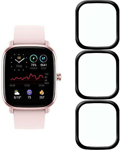 KELOLIN [3 Pièces] Protection D'écran pour Amazfit GTS 2 Mini, bords incurvés 3D, Couverture complète, Anti-rayures, HD Protection d'écran souple compatibles avec Amazfit GTS 2 Mini