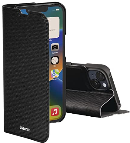 Hama Handytasche für Apple iPhone 14 „Slim Pro“ (Schutzhülle mit Geldbörse 2X Kartenfach, klappbare iPhone 14 Hülle mit Magnetverschluss und Standfunktion) schwarz