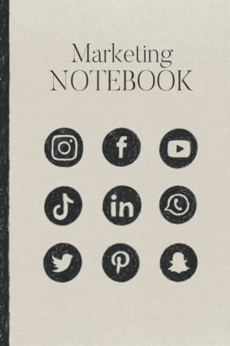 Marketing Notebook: Drawn Marketing Icons In Blank Lined Notebook