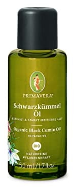 PRIMAVERA Pflegeöl Schwarzkümmelöl bio 50 ml – naturreine Pflanzenkraft – Glasflasche – Aromaöl, Körperöl, Naturkosmetik - schützend, reizlindernd, stärkend, begleitend bei Neurodermitis – vegan