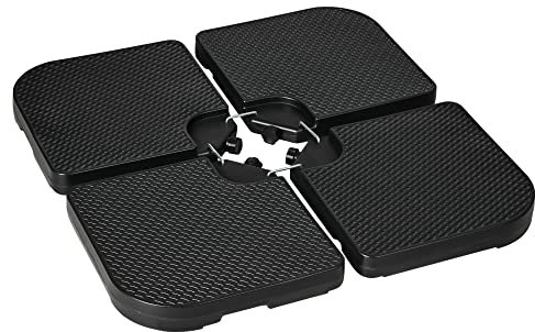 Outsunny Lot de 4 Dalles de lestage pour Parasol déporté - à remplir d'eau ou de Sable jusqu'à 60/80 kg - 100 x 100 x 8 cm Noir