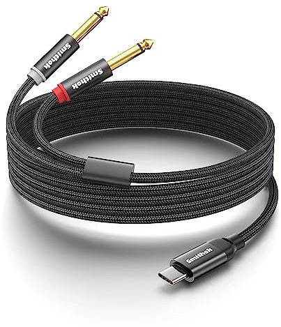 Smithok Câble répartiteur stéréo USB C vers double 6,35 mm 6,35 mm, câble USB de type C vers double câble audio TS 6,35 mm pour iPhone Série 15, smartphone, tablette, ordinateur portable,