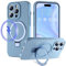 CloudValley Liquid Silicone Hülle für iPhone 14 Pro, MagSafe Ständer Leicht Handyhülle, [mit Kameraschutz] Stoßfest Case mit Stand, [Super Magnetische] Hochwertiges Silikon Cover 2022,Hellblau