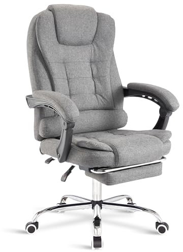Blisswood Executive Office Chair With Footrest & Lumbar Support Ergonomic Recliner Computer Desk Chair Adjustable Back Rest Heavy Duty 360° Swivel Gaming Chair Dark Grey for Home Office