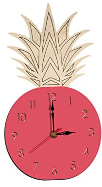 HOMSFOU Wanduhren Obstdekor Herrenuhren Stille Uhr DIY-Uhr Wanduhr in Fruchtform Cartoon-acryl-Uhr Ananas Selbstgemacht Hölzern Kind