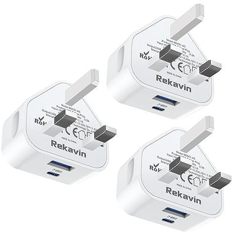 3 Pack USB C Fast Charge Plugs,For Apple iPhone Plug Dual Port Type C Wall Charger Micro USB Plug Adapter UK Charging for iPhone 15/14/14 Pro/14 Pro Max/13/13 Pro/13 Pro Max/12/12 Pro Max/11 Pro/iPad