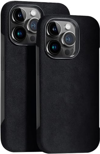 LOXO CASE Alcantara-Hülle für iPhone 12/12 Pro/12 Pro Max, Rahmenlose Abdeckung Aus Synthetischem Wildleder, Weiche Mikrofaser-Innenseite, Kompatibel mit Magsafe,Black,12 Pro