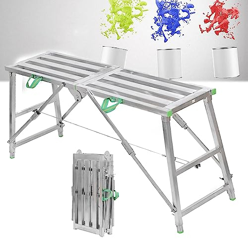 Mehrzweck-Arbeitsplattform, tragbar, klappbar, Stahlgerüst, Ausrüstung, Trittleiter mit Rutschfester Stufe für die Reinigung von Wohnmobilen, hoher Malerei, Wänden, Trockenbau, Dekoration, 160 cm