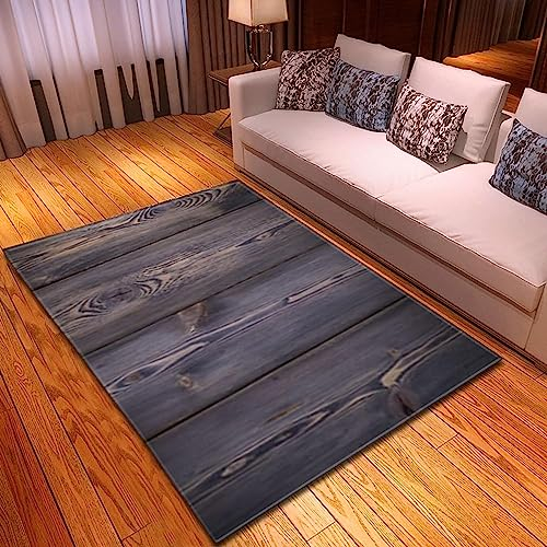 Teppich Wohnzimmer Teppich Kurzflor Modern Design rutschfest Waschbar Teppich Für Schlafzimmer Bodenmatte Innen Und Außen Teppich Graue Holzmaserung 60 X 90 cm / 23,6 X 35,4 Zoll -9K1T/Q0H
