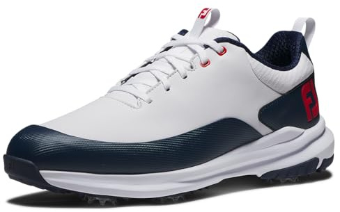 Footjoy Chaussures Tour Rival Golf pour Homme, Blanc, Bleu Marine, Rouge., 42.5 EU