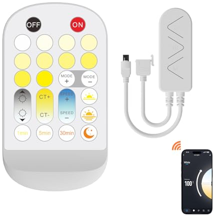 PAUTIX Intelligent 2.4GHz WIFI Bluetooth Tuya Kontroller für CCT COB LED Streifen, Kompatibel mit Alexa Google Home Assistant APP Steuerung DC12V DC24V