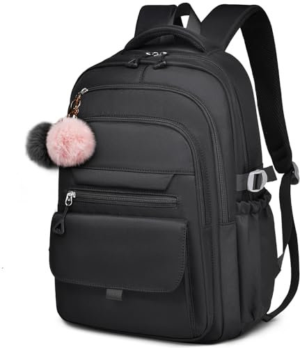 HEROIC KNIGHT School Backpack for 15.6 Inch, Lightweight College Causal School Bag Girls Boys, Travel Laptop Rucksack Waterproof Work Business Backpack Anti-Theft Computer Bag for Women Men-Black