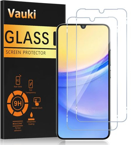 Vauki [2 Pièces Verre Trempé pour Samsung Galaxy A15 4G/5G, Film Protection Écran, facile à installer, Anti Rayures,Dureté 9H, Pas de Bulles, Haute définition, pour Samsung A15 6.5 Pouces