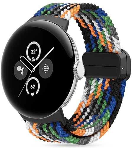 Songsier Armband für Google Pixel Watch 2, Nylon-Elastikbander Mit Magnetischer Schnalle, Kompatibel Mit Google Watch, Verstellbare Ersatz-Armbander