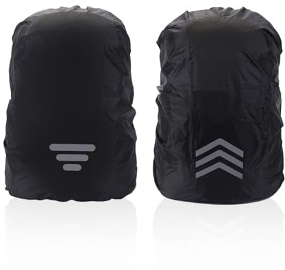 ZGDEIWGF 2 piezas de protección de lluvia para mochilas escolares, cubierta impermeable para mochila, cubierta impermeable para rayas reflectantes, cubierta de lluvia para mochilas de viaje,