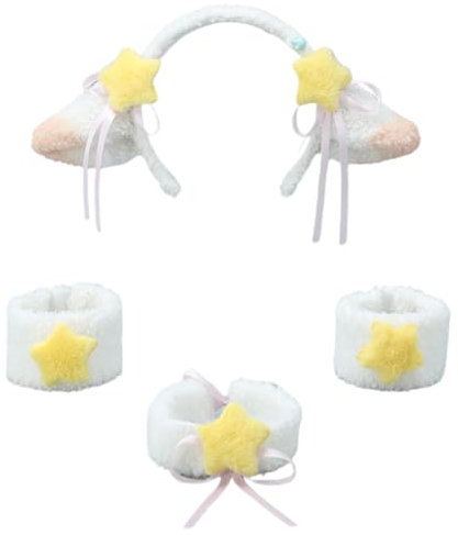 Illkjasfc Haarreif mit pelzigen Schaf-Ohren, Plüsch-Haarband, Rollenspiel, Anime-Kostüm, Halsbekleidung, Damen, Teenager, Mädchen, Cosplay, Verkleidungszubehör