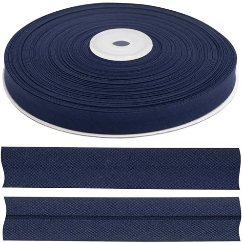 AERZETIX - C77424 - Rolle gefaltetes Schrägband zum Nähen 25 Meter x 10 mm - 20% Baumwolle und 80% Polyester - Farbe Dunkelblau
