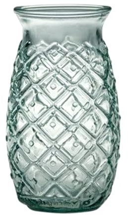 Vasos con Forma de Piña 385ml – Set de 6 Unidades – Vidrio Reciclado - Resistente y Original – Ideales para Cócteles, Refrescos y Zumos