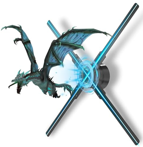 3D Hologram FläKt, 3D Hologram LED Projektor, Holografisk FläKt ReklamstöD App+FjäRrkontroll+Bluetooth Ljud+Skarvning FöR Butik, Halloween, Jul,50cm