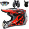 Casco da Motocross con Guanti Visiera Occhiali Moto Cross Integrali per Downhill ATV Offroad Scooter Bambini Adulti Approvato DOT(#BB,L(56-57cm))