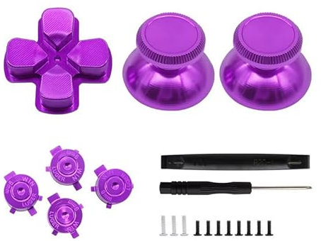 Metall Tasten Buttons Sticks für PS5 Controller Thump Grips D-Pad Aktionstasten Steuerkreuz (Lila)