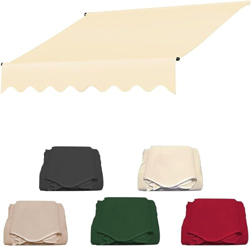 Tenda da sole da esterno per terrazza e balcone, resistente ai raggi UV, impermeabile, senza necessità di forare, beige, lunghezza 2 m