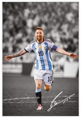 bacrhjlb Lionel Messi Poster auf Leinwand, Schlafzimmer, Dekoration, Landschaft, Büro, Raumdekoration, Geschenk, 30 x 45 cm