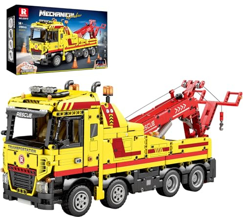 Reobrix Abschleppwagen-Bausteine ​​22012, Baufahrzeug-Modellbausatz für Erwachsene, Mechanisches Rettungsfahrzeug, RC-Kranspielzeug mit Multifunktionsschaltern, Geschenke für Jungen ab 14+, 1794 Teile