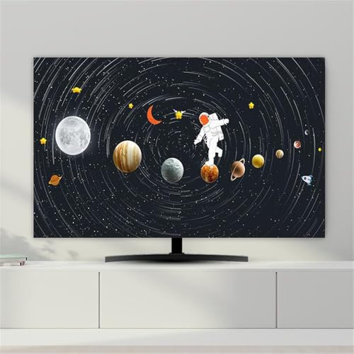 Hixingo Cubierta Antipolvo para TV, Funda para Televisor Elástico Protector para Smart TV Cubierta de Televisión Pantalla de Funda impresión de Espacio (70,Negro B)