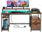 Panana Computer Desk with Power Outlets LED, Gaming Desk Home Office Desk with Monitor Stand & 2 Drawers, Large Storage Bookshelf Workstation, 156x48cm, Vintage Brown