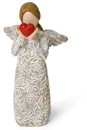 R S Trade Schutzengel Figur - Trauergeschenk Trost Geschenke für Hinterbliebene, Harzschnitzerei Engel Figur, Engel Deko mit Zweig- und Blatttextur - Heilung Beileid Geschenk