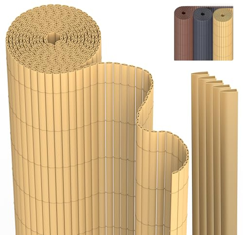 PVC Sichtschutzmatte Sichtschutzzaun 80 x 400 cm Privatsphäre Wetterfest für Garten, Balkon und Terrasse, Sichtschutz mit Strukturierte Oberfläche, Balkonumrandung mit Kabelbindern & Abdeckung