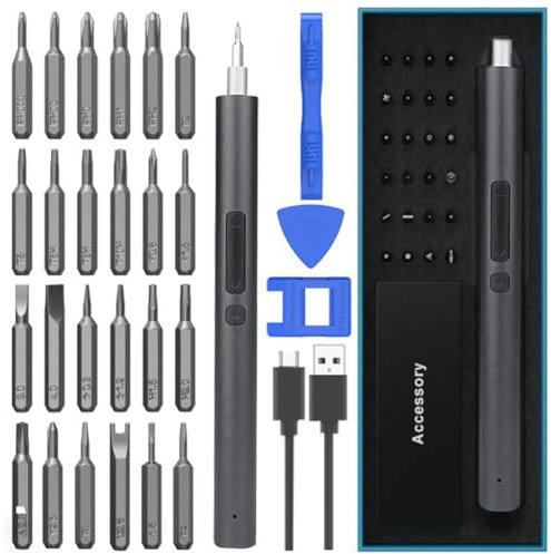 Rtauhife Mini-Elektroschraubendreher, Präzisionsschraubendreher-Set für Laptop, Telefon mit Magnetischer Hülle – B